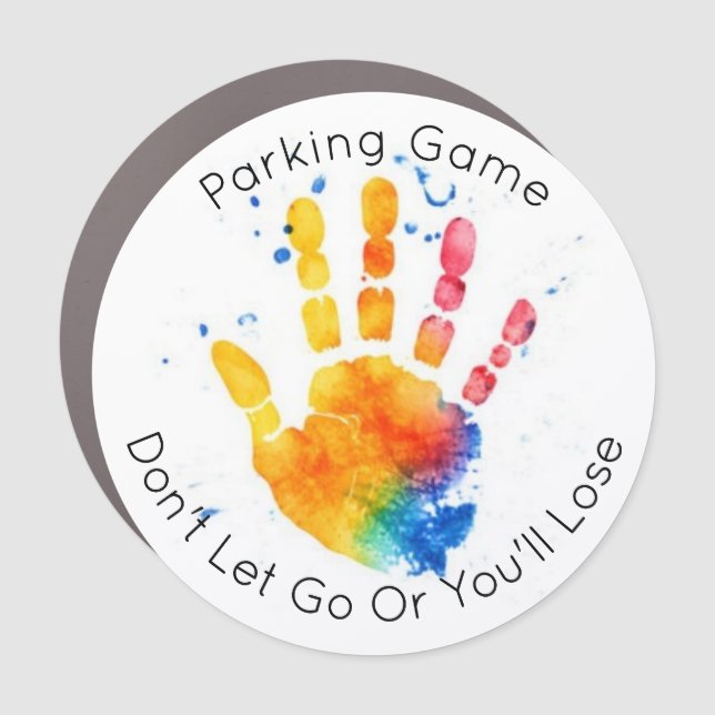 Parking Game Kids Safety Hand Print Car Magnet  (Front)
