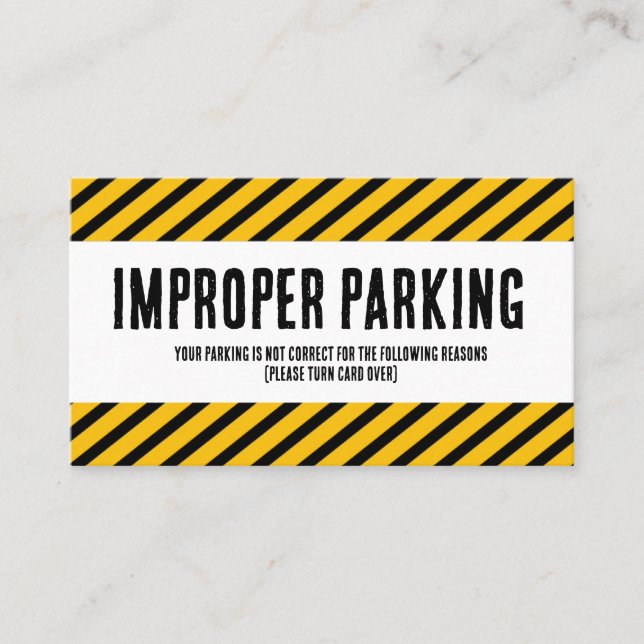 Parking Incorrectly complaint card (Front)