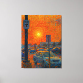 Parking Lot Impressionist AI Art Canvas Print