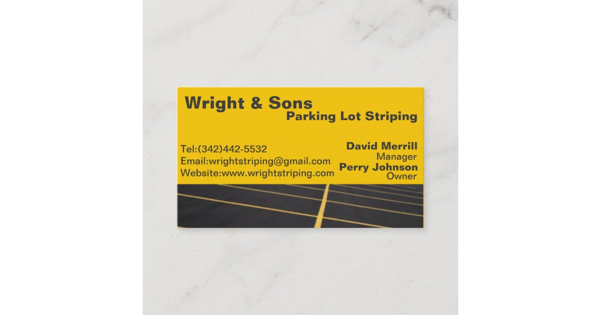 Parking lot striping business card