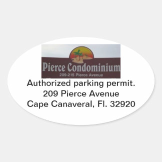 Parking permit. Building 209. Oval Sticker