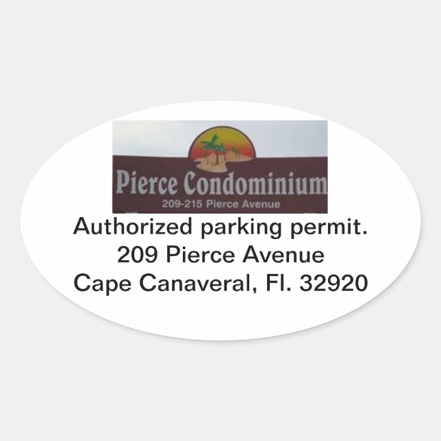 Parking permit. Building 209. Oval Sticker (Front)