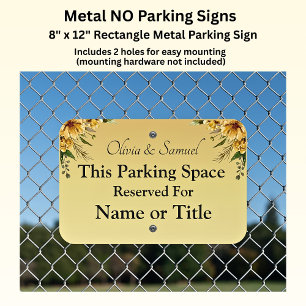 Parking Reserved For - Wedding Blue Peony - Metal Sign