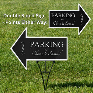 PARKING Sign - Wedding Arrow Sign Black White