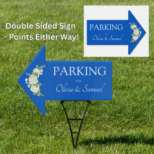 PARKING Sign - Wedding Arrow Sign Cobalt Blue