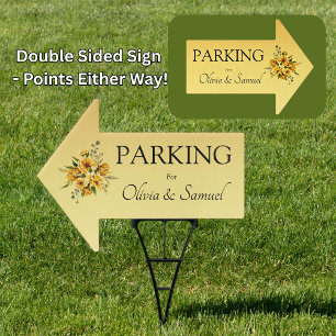 PARKING Sign -  Wedding  Arrow Sign Golden Yellow