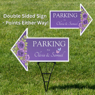 PARKING Sign - Wedding Arrow Sign Purple Mauve