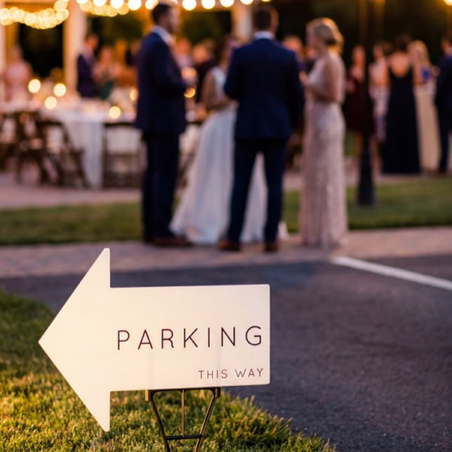 Parking This Way Arrow Black and White Yard Sign (Creator Uploaded)