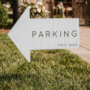 Parking This Way Arrow Dusty Blue Yard Sign