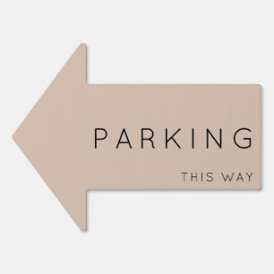 Parking This Way Arrow Light Beige Yard Sign