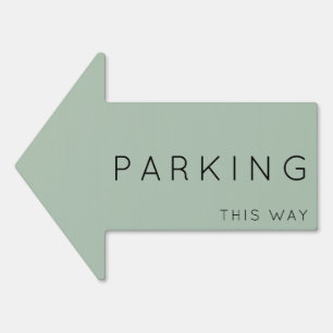 Parking This Way Arrow Sage Green Yard Sign