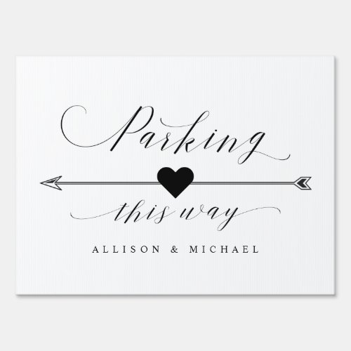 Parking This Way Calligraphy Script Arrow Left Sign