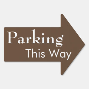 Parking This Way Mocha Elegant Minimalism Wedding Sign