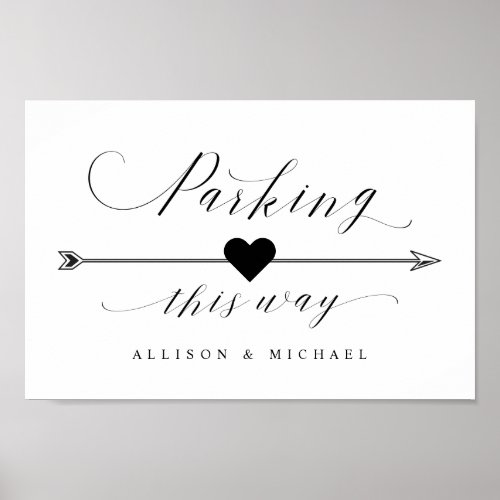 Parking This Way Script Directional Arrow Sign