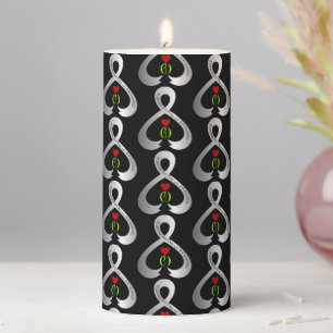 Parkinson"s Awareness Ribbon Black Pillar Candle