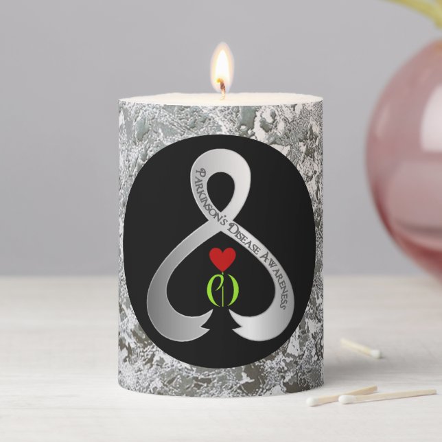 Parkinson"s Awareness Ribbon  Pillar Candle (In Situ)