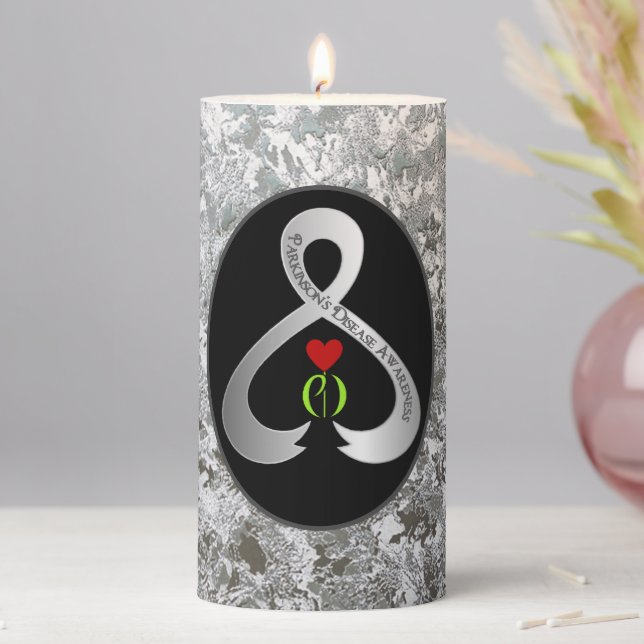 Parkinson"s Awareness Ribbon Pillar Candle (In Situ)