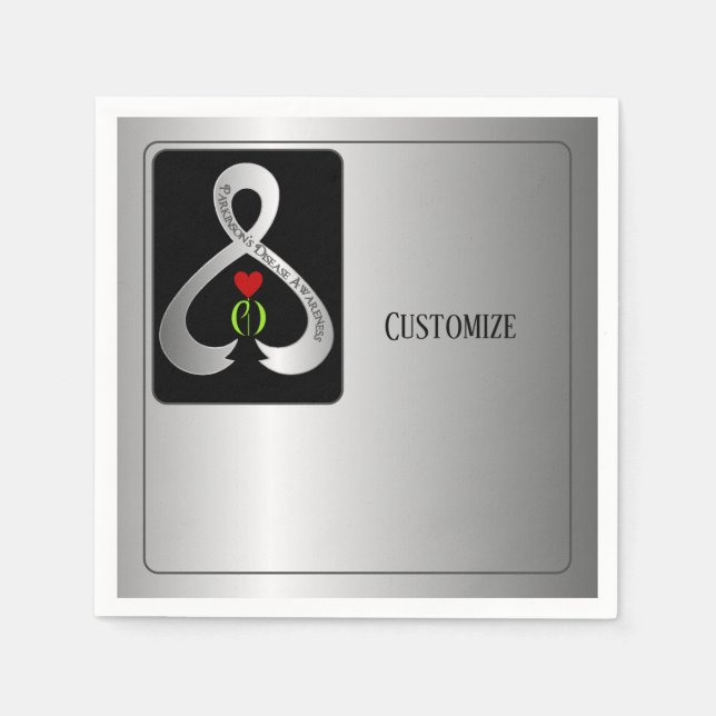 Parkinson"s Awareness Ribbon Silver Napkins (Front)