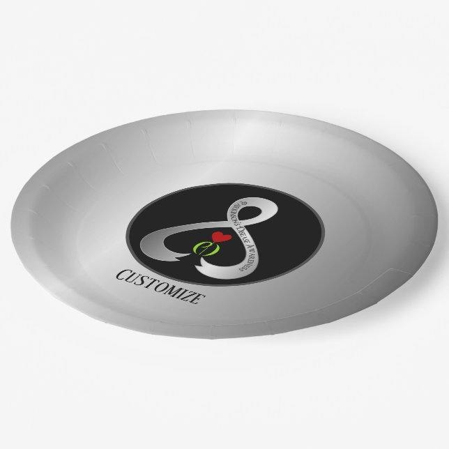 Parkinson"s Awareness Ribbon Silver  Paper Plates (Angled)