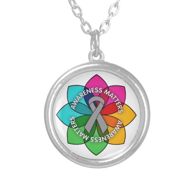 Parkinson’s Disease Awareness Matters Petals Silver Plated Necklace (Front)