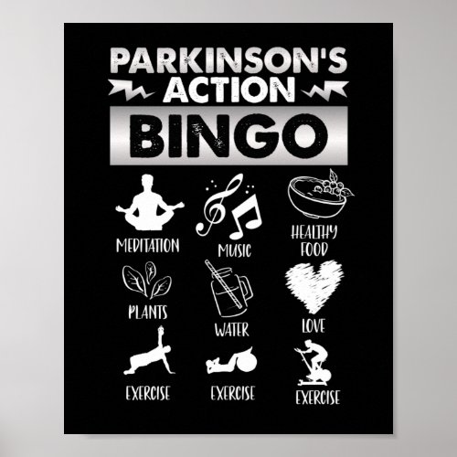 Parkinsons Action Bingo  Parkinsons Disease Poster