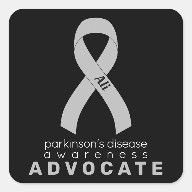 Parkinson's Disease Advocate Black Square Sticker (Front)