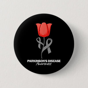 Parkinsons Disease Awareness April Month Red Tulip Button