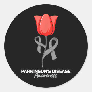 Parkinsons Disease Awareness April Month Red Tulip Classic Round Sticker