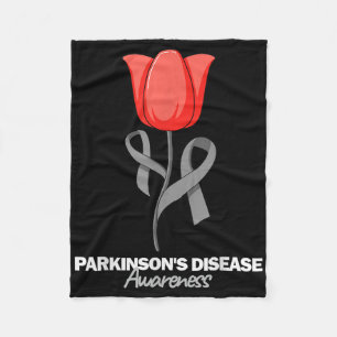 Parkinsons Disease Awareness April Month Red Tulip Fleece Blanket