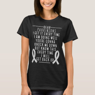 Parkinsons Disease Awareness back Silver Ribbon T-Shirt