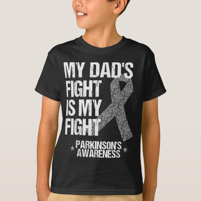 Parkinson's Disease Awareness Dad;s Fight Silver R T-Shirt (Front)