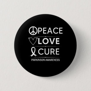 Parkinsons Disease Awareness Peace Love Cure Button