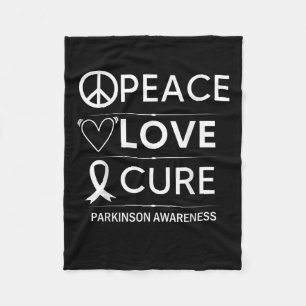 Parkinsons Disease Awareness Peace Love Cure Fleece Blanket