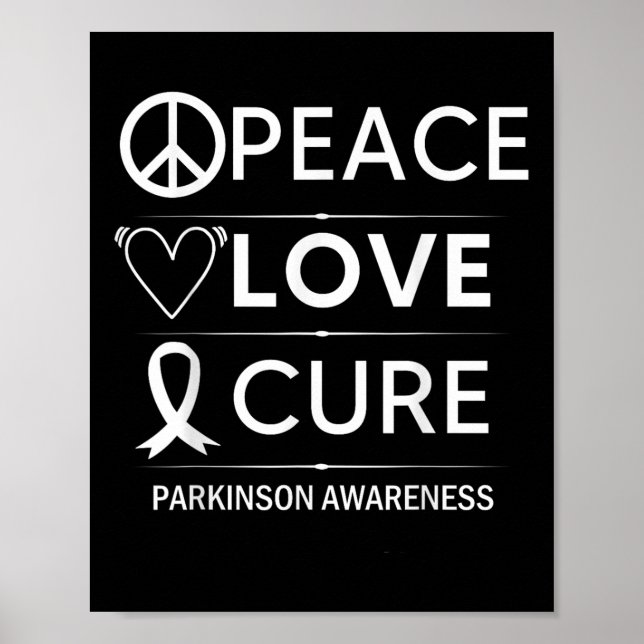 Parkinsons Disease Awareness Peace Love Cure Poster (Front)
