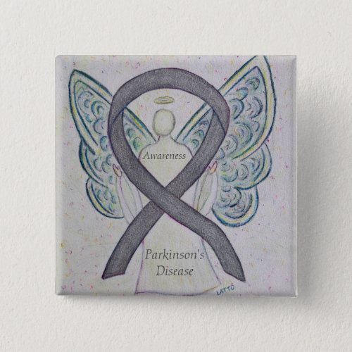 Parkinsons Disease Awareness Ribbon Angel Art Pin