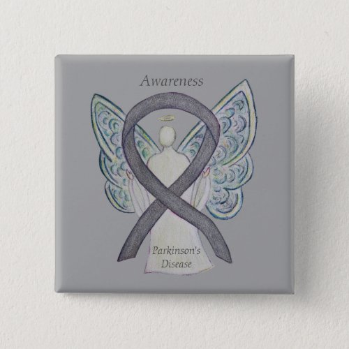 Parkinsons Disease Awareness Ribbon Angel Art Pin