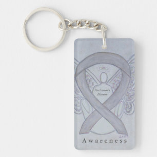 Parkinson's Disease Awareness Ribbon Keychain