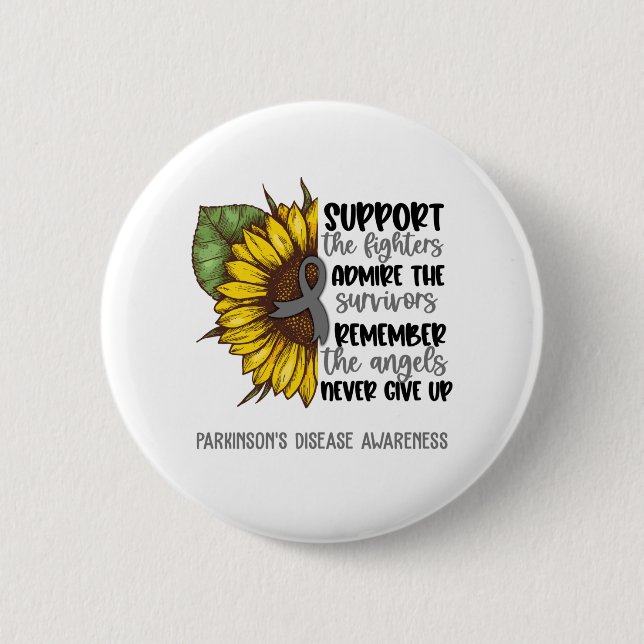 Parkinson's Disease Awareness Ribbon Support Gifts Button (Front)