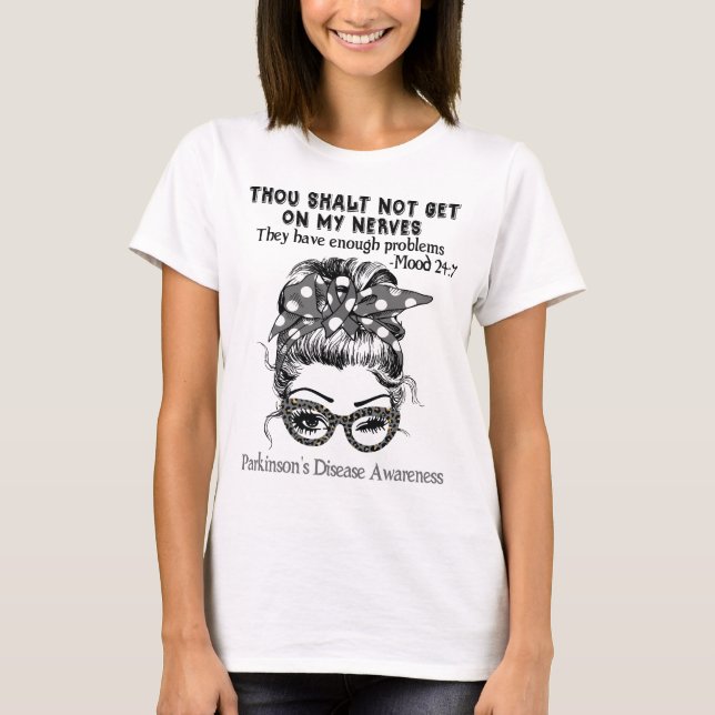 Parkinson's Disease Awareness Ribbon Support Gifts T-Shirt (Front)