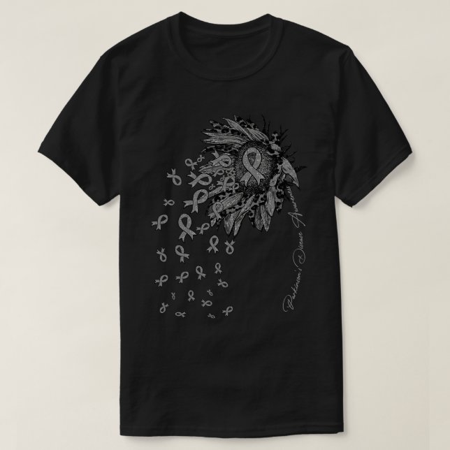 Parkinsons Disease Awareness Sunflower ribbon flow T-Shirt (Design Front)
