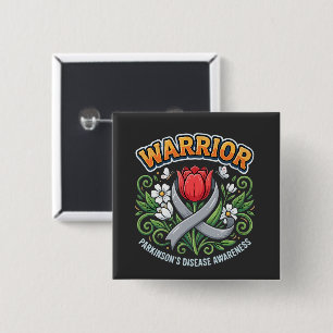 Parkinson's Disease Awareness Warrior Red Tulip  Button