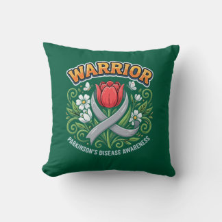 Parkinson's Disease Awareness Warrior Red Tulip  Throw Pillow