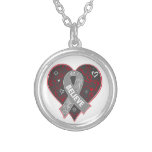 Parkinsons Disease Believe Ribbon Heart Silver Plated Necklace