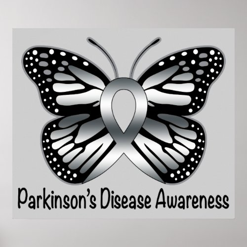 Parkinsons Disease Butterfly Awareness Ribbon Poster