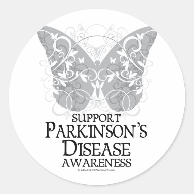 Parkinson's Disease Butterfly Classic Round Sticker (Front)