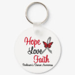 Parkinson's Disease HOPE LOVE FAITH Ribbon Keychain