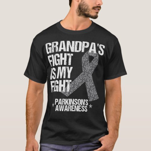 Parkinsons Disease Month Grandpa Fight Silver T_Shirt