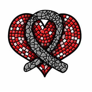Parkinsons Disease Mosaic Heart Ribbon Sculpture