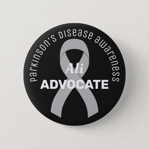 Parkinsons Disease Ribbon Black Button