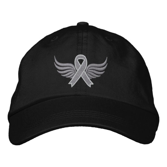 Parkinsons Disease Ribbon Wings Embroidered Baseball Cap (Front)